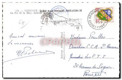 O Pic da Haye — Hendaye (B.P.) — Edição Jovane Pau — Verso