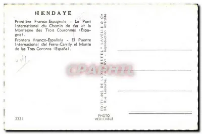 Most nad rzeką w Hendaye — Granica Francusko-Españolska — Wydawca Estel, nr 3321 — Rewers