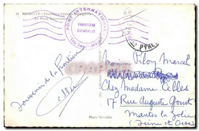 Ponte da fronteira Franco-Espanhola — O Ponte Internacional — Foto Verdadeira — Verso