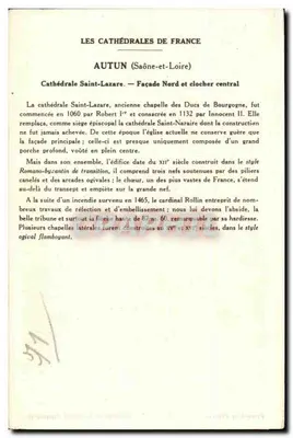 Autun (Saône-et-Loire) — Katedra Świętego Lazara (Fronton Północny i Środkowy Wieżowy) — Kolekcja Pautauberger, 5. seria — Rewers