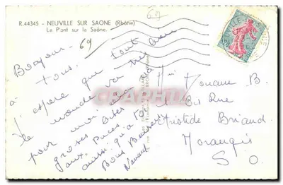 Neuville-sur-Saône — O Ponte sobre a Saône — Editor R.44345 — Verso
