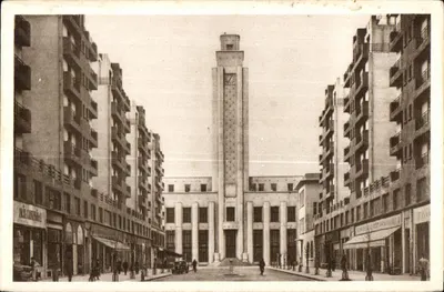 Villeurbanne (Ródano) — Novo Centro de Urbanismo — Avenida da Prefeitura e a Prefeitura — Imp. B. Arnaud, Lyon