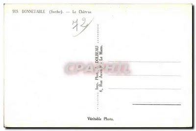 Bonnetable (Sarthe) — Zamek — Imp. Phot. A. Dolbeau, Le Mans — Rewers