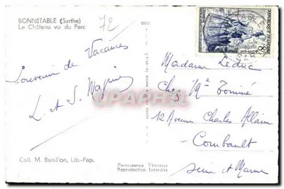 Bonnétabelle (Sarthe) — O Castelo visto do Parque — Coll. M. Buail'on, Lib.-Pap. — Verso