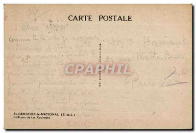 Castelo de La Rochette — St-Gengoux-le-National — Imp. Bours - Chalon-sur-Saône — Verso