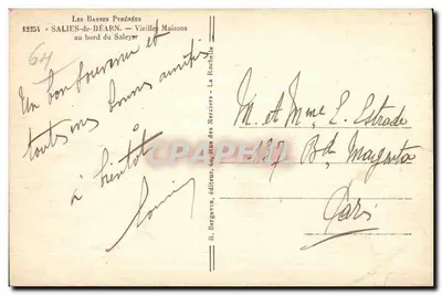 Salies-de-Béarn — Velhas Casas ao lado do Saleys — R. Bergevin, editor — Verso