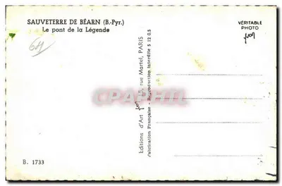 Sauveterre de Béarn — O ponte da Lenda — Éditions d'Art Française, Paris — Verso