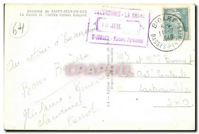 Environs de SAINT-JEAN-DE-LUZ — La Rhune et Vieilles fermes basques — Édition CERASIN — Verso
