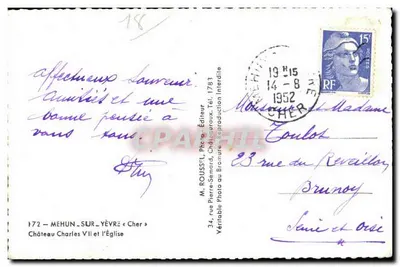 Mehun-sur-Yèvre — Castelo de Carlos VII e a Igreja — M. Roussell, Editor — Verso