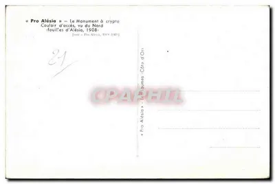 Pro Alésia — Il Monumento alla cripta, Corridoio d'accesso visto da Nord — scavi di Alésia, 1908 — Verso