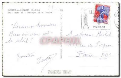 Semur-en-Auxois — Brzeg rzeki Armagnon i Zamek — Comlier Imp. (S.-et-L.) — Rewers