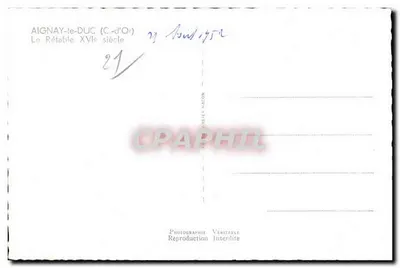 Aignay-le-Duc (C.-d'Or) — Il Rétablo del XVII secolo — Fotografo BACON — Verso