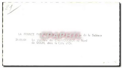 Castelo do Clos-Vougeot — vignoble da Côte d'Or — editor LAPIE n°21 — Verso