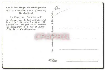 Monument comemorativo — Colleville-sur-Mer — Edit. St-Pierre-Eglise — Verso