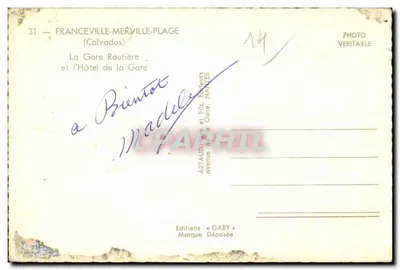 Franceville-Merville-Plage — Die Bushaltestelle und das Hotel der Haltestelle — Editions Gaby — Rückseite