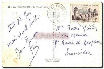 Tarjeta postal semimoderna La Normandía El Viejo Pozo Folklore Caballo — Reverso