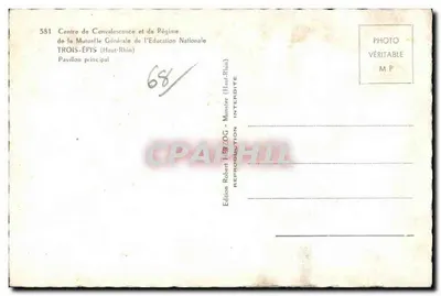 Pabellón principal — Centro de Convalecencia y Régimen de la Mutua General de la Educación Nacional — Tre-Épis (Alto Rin) — Reverso