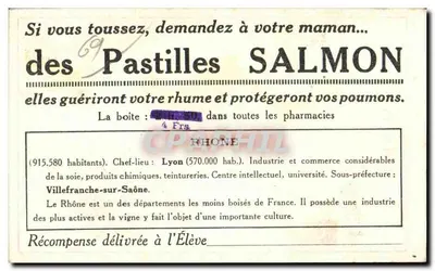 Rhône — Carta Turística Ilustrada — editor não visível — Verso
