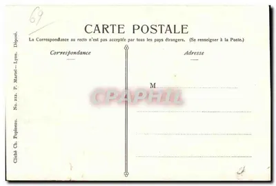 Lyon zimą. Ptaki morskie nad mostem Lafayette — Cliché Ch. Popineau, Nr 212, Lyon — Rewers