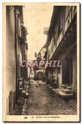 Vieux Kaysersberg — rue pavée entre maisons à colombages — éditeur VIEUX KAYSERSBERG, n° 34