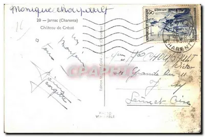 Castelo de Crésé — Jarnac (Charente) — Edição Marcel Galié — Verso