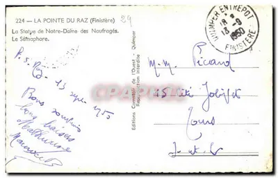 Pointe du Raz — Estátua de Nossa Senhora dos Naufraga-dos e farol — Éditions Réma — Verso