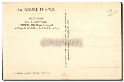 Pointe du Raz — Moloń Wiecznej — wydawca La Douce France — Rewers