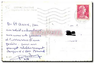 Wyrównania Ker Ménech — Carnac (Morbihan) — Les Éditions d'Art — Rewers