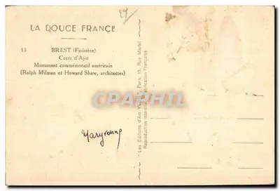 Amerykański pomnik pamięci w Brest — Brest (Finistère) — Les Éditions d'Art Yvain, Paryż — Rewers