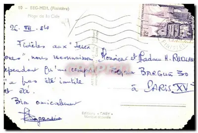 Praia da Cale — Beg-Meil (Finistère) — Éditions Gaby — Verso