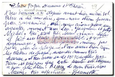 Bilhete postal semimoderno Benodet (Finistère) Panorama sobre o Odet — Verso