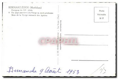 Kernascléden (Morbihan) — Frescas do XVᵉ século — J. Le Marigot, Editor — Verso