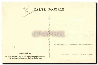 Kernascléden — Mały portal z dwiema starożytnymi figurami św. Antoniego i św. Katarzyny — Wydawnictwo Uniwersytetowe Touraines — Rewers
