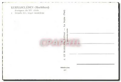 Kernascléden (Morbihan) — Frescas do Século XV — Detalhes dos Anjos Musicantes — J. Le Marigny, Editor (Var) — Verso