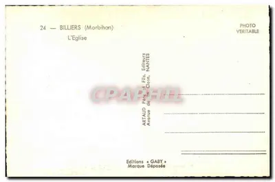 Billiers (Morbihan) — A Igreja — Éditions Gaby — Verso