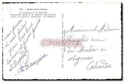 Sainte-Anne-d'Auray — Bazylika i pomnik upamiętniający zmarłych — Édit. P. Mesny, Rennes — Rewers