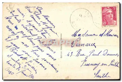 Port-Louis — Mar rompendo sobre os Rochos do Lohic — Edição Mestry Rennes n°3374 — Verso