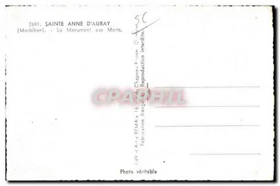 Sainte-Anne-d'Auray — Pomnik Upamiętniający Zmarłych — Wyd. Réma — Rewers
