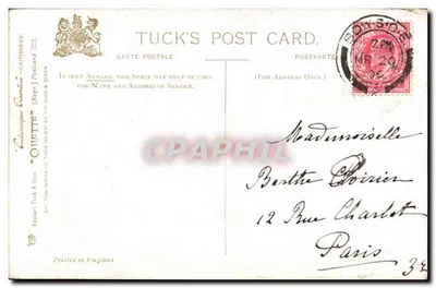 Widok na skały obok "Clett" w Thurso — Caithness — Wydawca Tuck's Post Card — Rewers