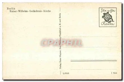 Berlijn - Kerk van het Geheugen van Kaiser-Wilhelm — Uitgever Hans Glogner, Neu-Isenburg — Achterkant