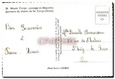 Paisagem do Mayombe — percurso da ferrovia Congo-Océan — editor LA CARTE AFRICAINE, n°36 — Verso