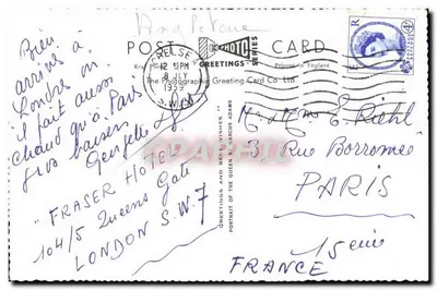 Londres — vista panorámica con la reina y sus hijos — The Photographic Greeting Card Co. Ltd. — Reverso