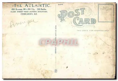 Sala di redazione, Hotel Atlantic, Chicago — editore Curt Teich & Co., n° R-56719 — Verso