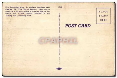 Campo de arroz do sul da Louisiana — Louisiana, o Estado do Pelicano — MWM Color-Litho, Aurora, N.Y. — Verso