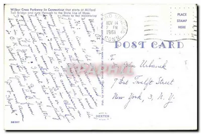 Wilbur Cross Parkway — Connecticut — Wyd. przez NATCO Color Cards Co. & DEXTER — Rewers