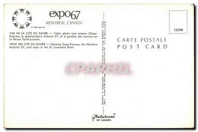 Expo 67 — Habitat 67 e o navio Expo-Express — Plastichrome of Canada — Verso