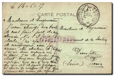 Bilhete postal antigo Vitória do Iser — O rei Albert e o presidente Poincaré chegam à grande praça de Furnes — Verso