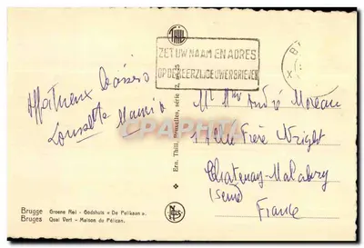 Bruges — Kanał Quai Vert z łabędziami — Ern. Thill, seria 2 — Rewers