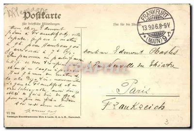 Frankfurt a. M. — Bahnhofplatz — VI 784, publisher Vosseligte Kunstdruckerei Meis & Lauts, Darmstadt — Back