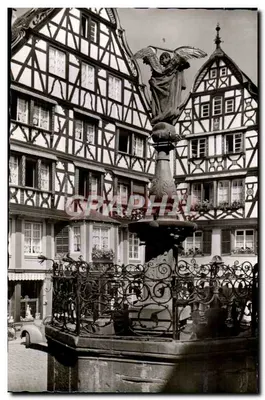 Bernkastel-Cues na Moselha — Fonte de São Miguel no Mercado Público — Mets Photokarten, n° 1007 E 122